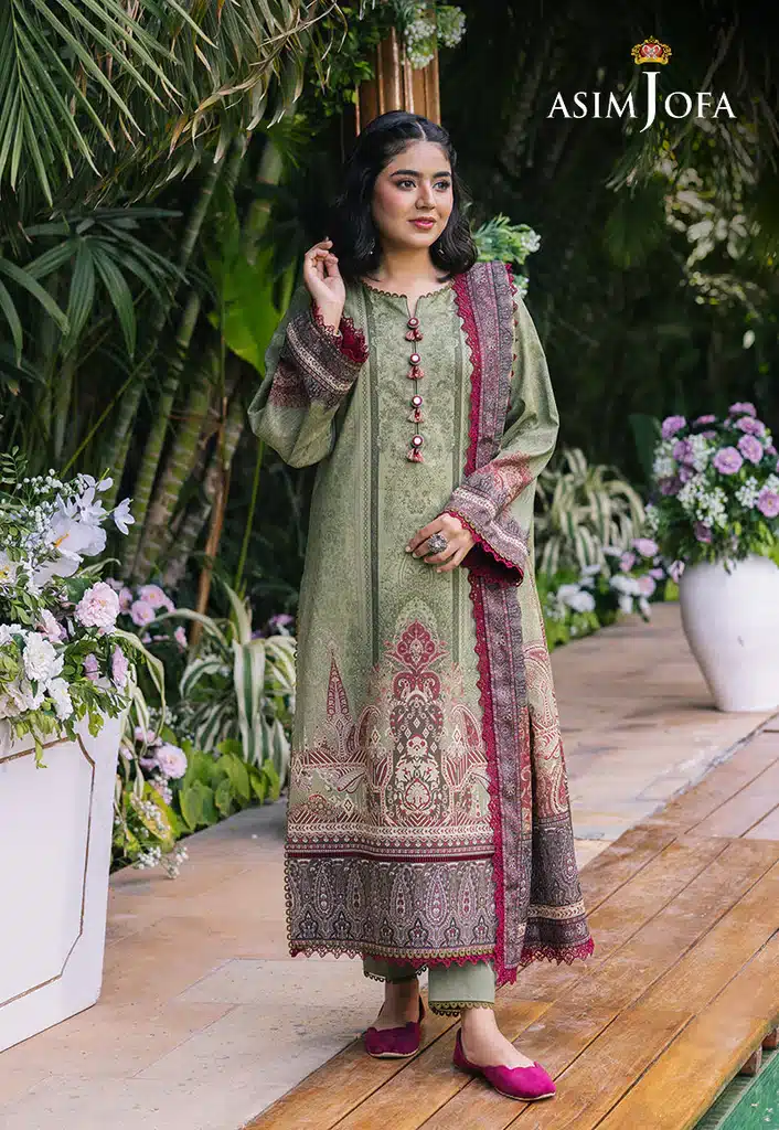 Asim Jofa Lawn Essential Prints | Subtle Green