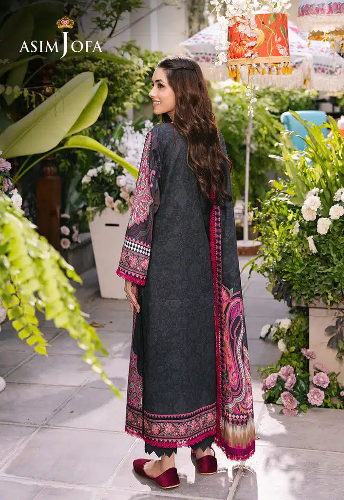 Asim Jofa Lawn Essential Prints | Black & Pink