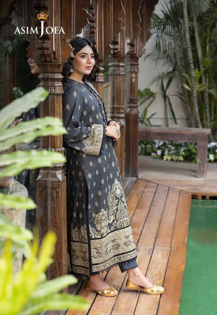 Asim Jofa Lawn Essential Prints | Charcoal Black