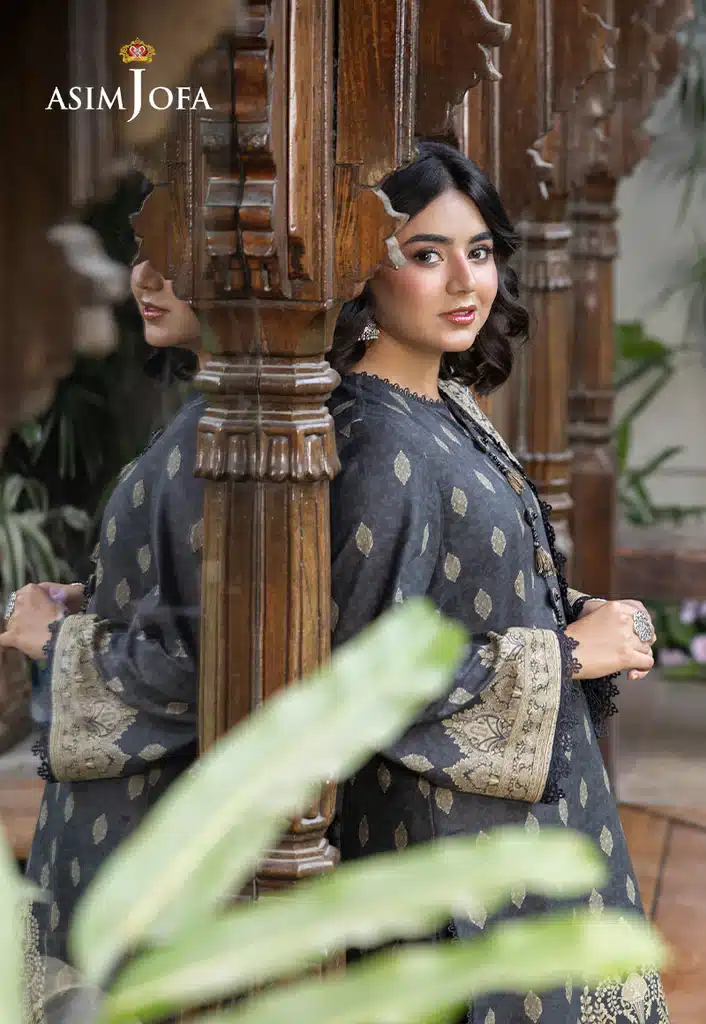 Asim Jofa Lawn Essential Prints | Charcoal Black