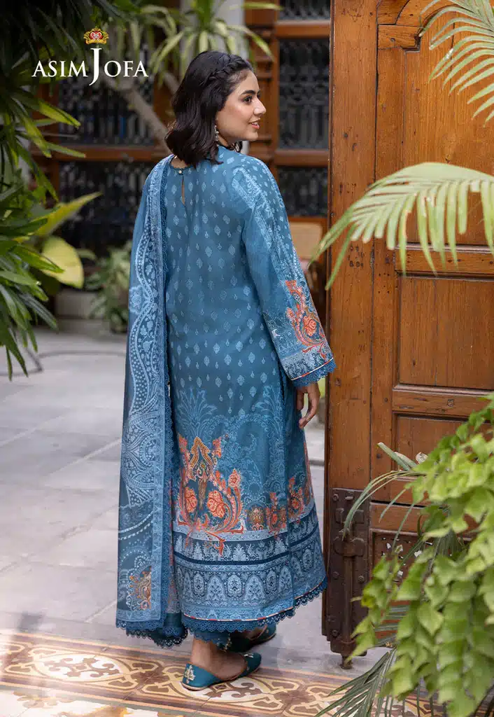 Asim Jofa Lawn Essential Prints | Serene Blue