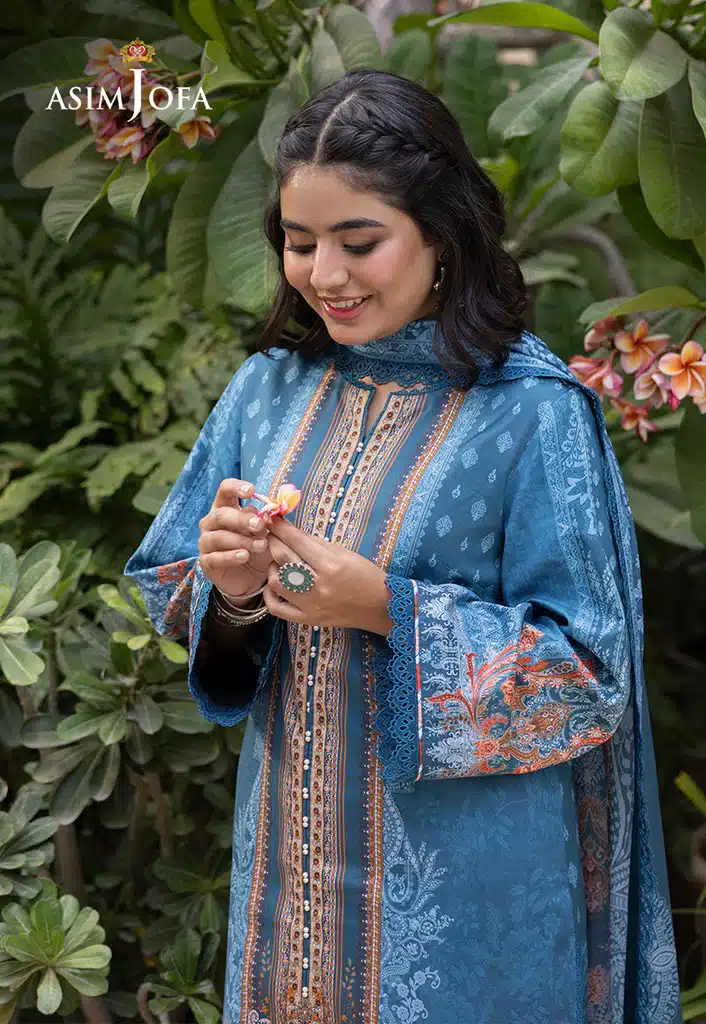 Asim Jofa Lawn Essential Prints | Serene Blue