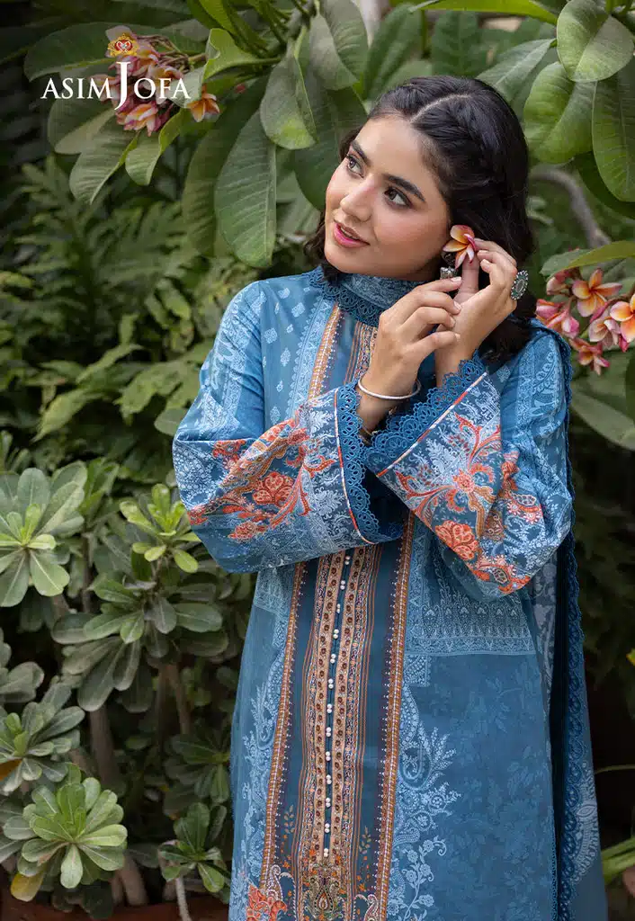 Asim Jofa Lawn Essential Prints | Serene Blue