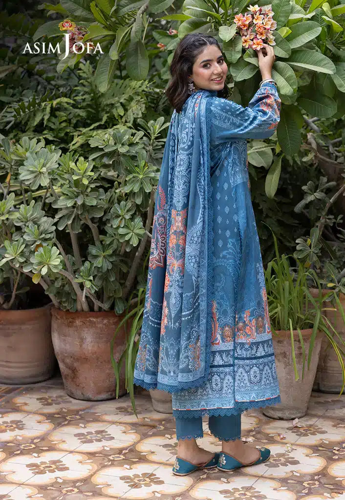 Asim Jofa Lawn Essential Prints | Serene Blue