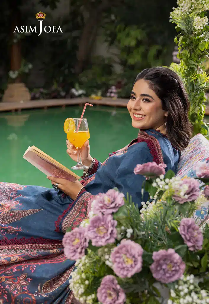 Asim Jofa Lawn Essential Prints | Elegant Blue
