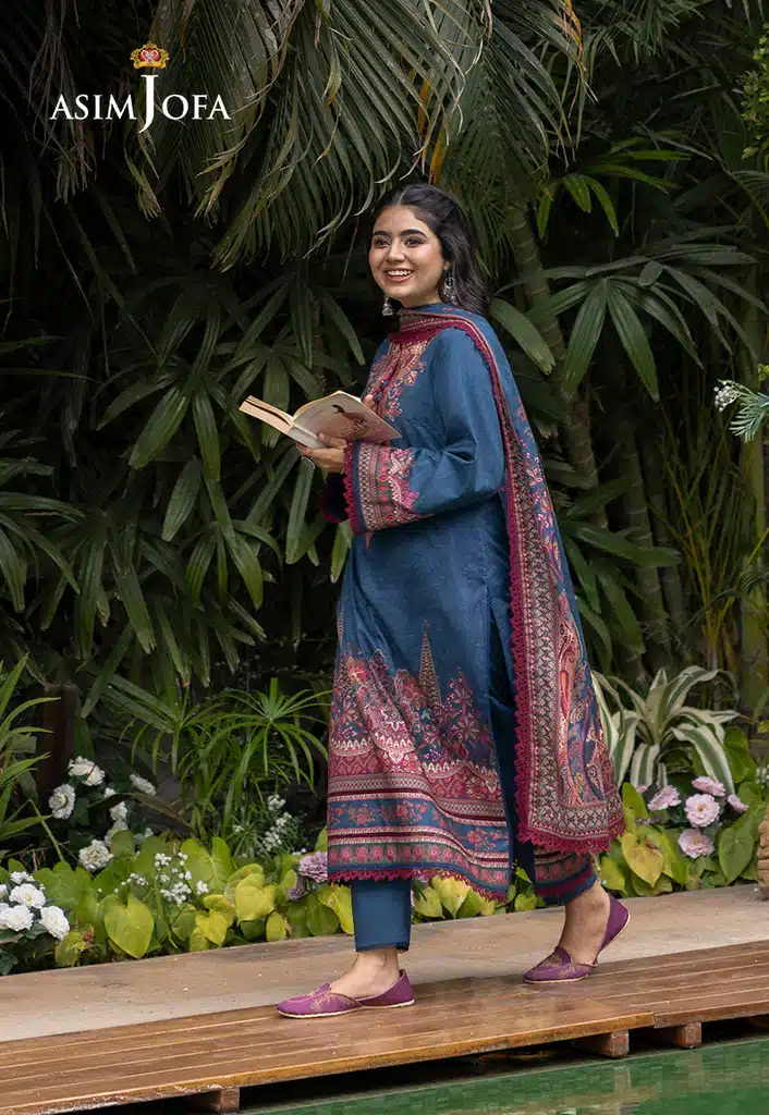 Asim Jofa Lawn Essential Prints | Elegant Blue