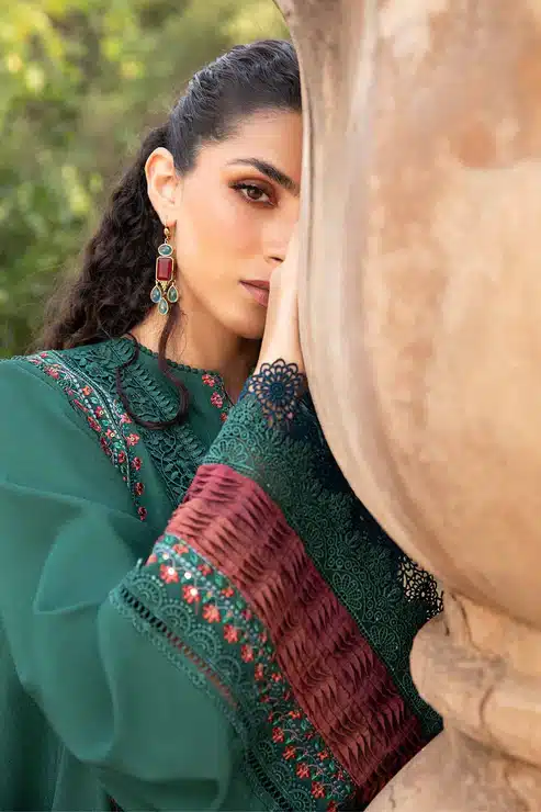 Maria.B Mprints 3 Piece Unstitched Printed Linen Suit | Green