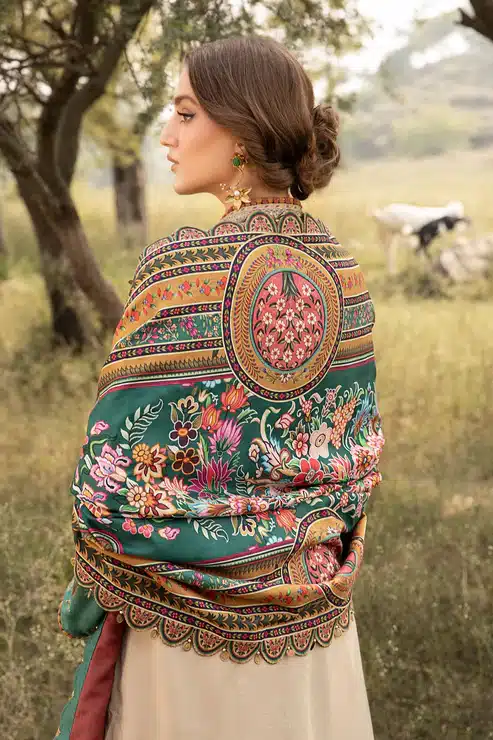 Maria.B Mprints 3 Piece Unstitched Printed Linen Suit | Coffee