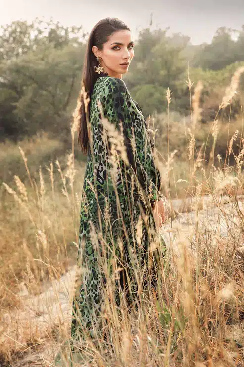 Maria.B Mprints 3 Piece Unstitched Printed Linen Suit | Green