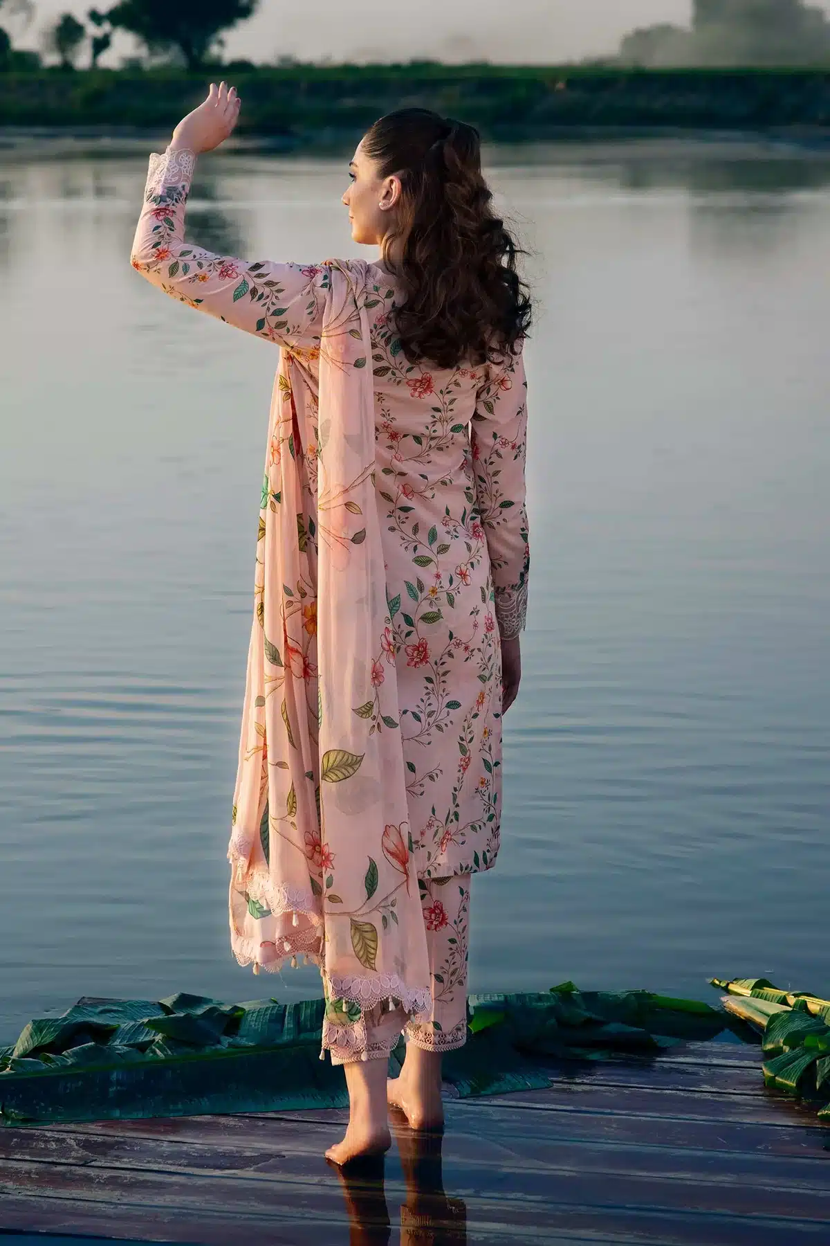 Maria.B M.Basics Embroidered Lawn | Peach