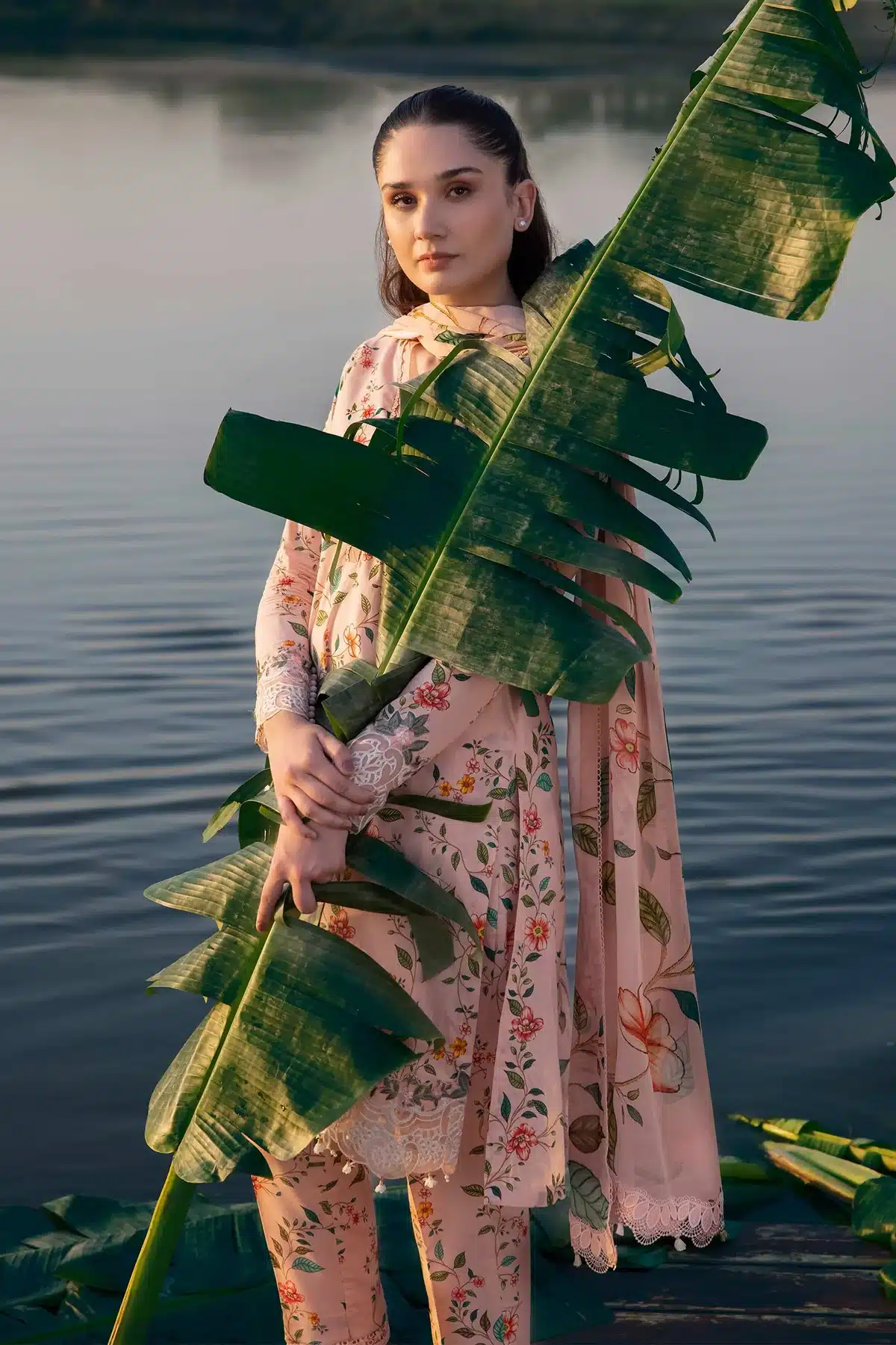 Maria.B M.Basics Embroidered Lawn | Peach