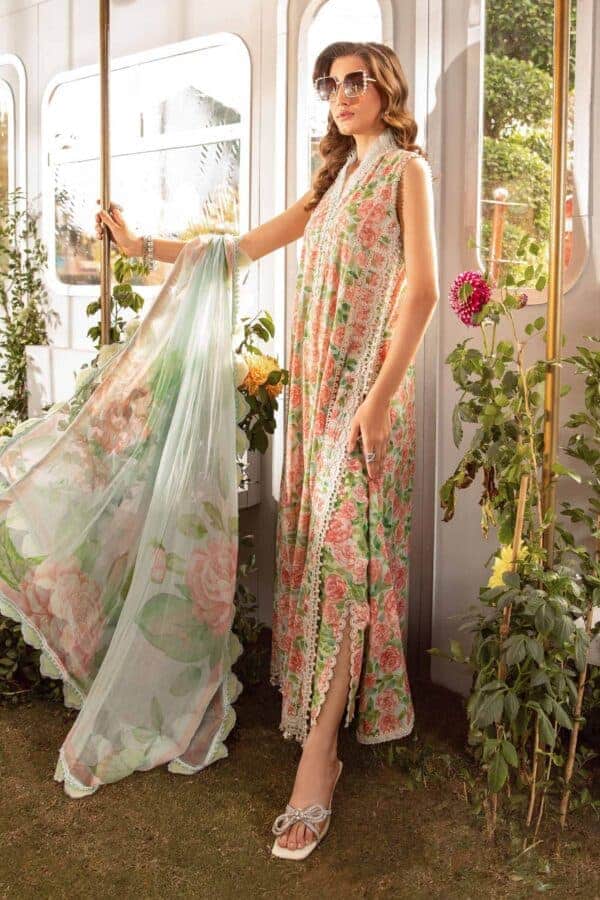 Maria B-Mprints Lawn Collection | Ivory Peach